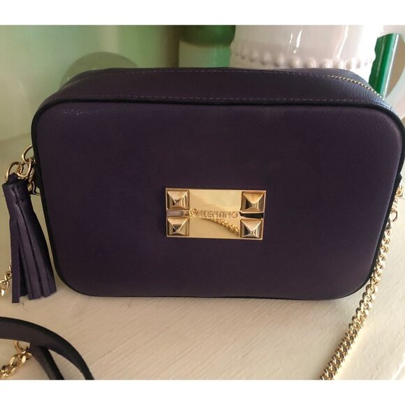 COPY - VALENTINO Babette Studded Leather Chain Strap Camera Bag Blackberry Purp… - Picture 3 of 16